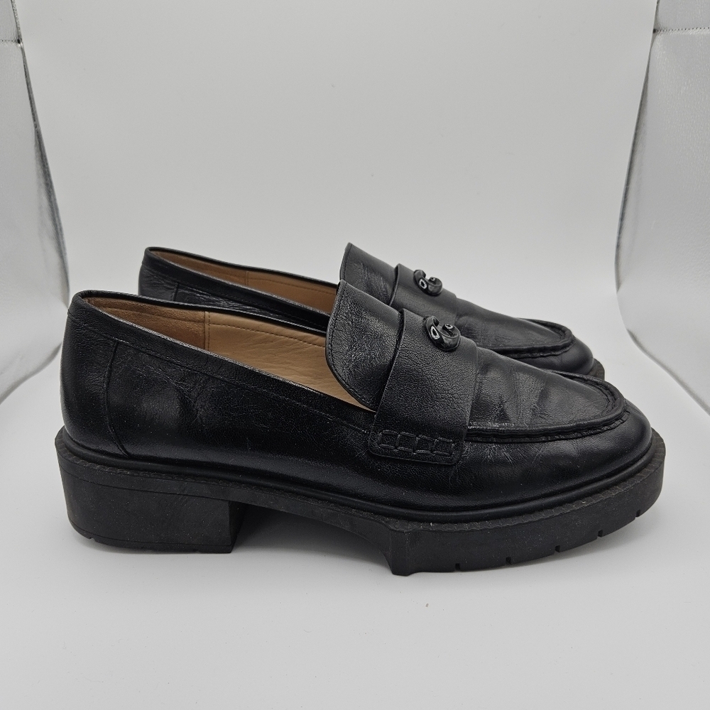 Coach chunky black leather Leah Loafer size 11